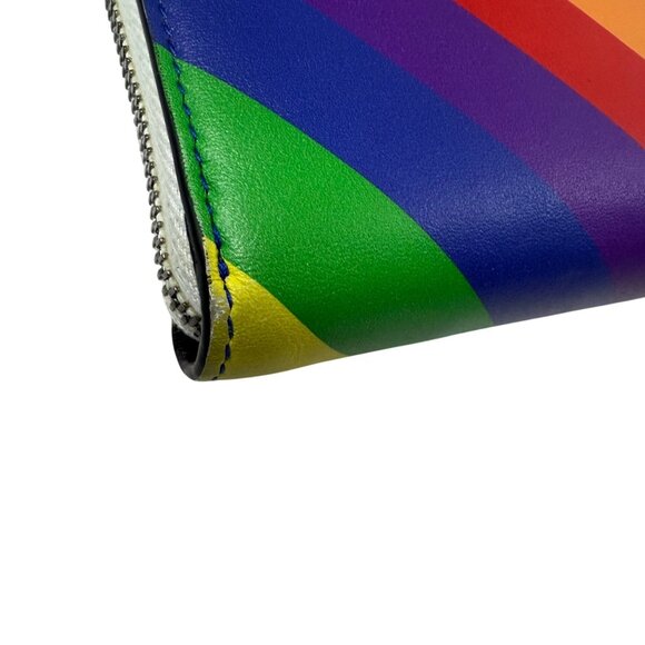 BALENCIAGA Smooth Calfskin Logo Rainbow Ville Continental Zip Around Wallet - Picture 7 of 12